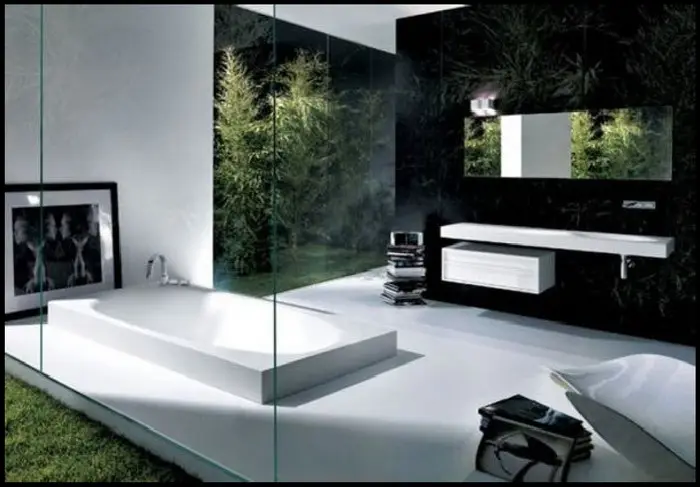 black and white modern bathroom