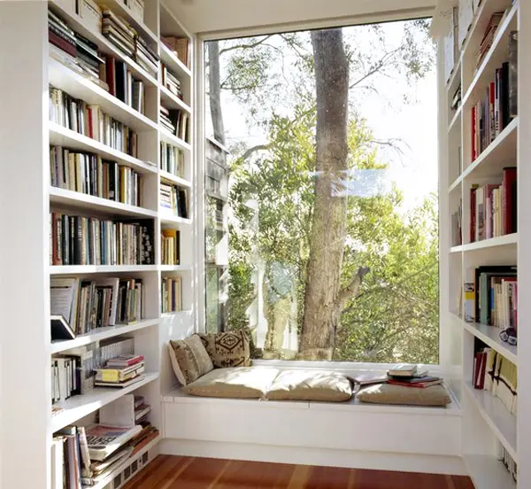 cosy library with window seat