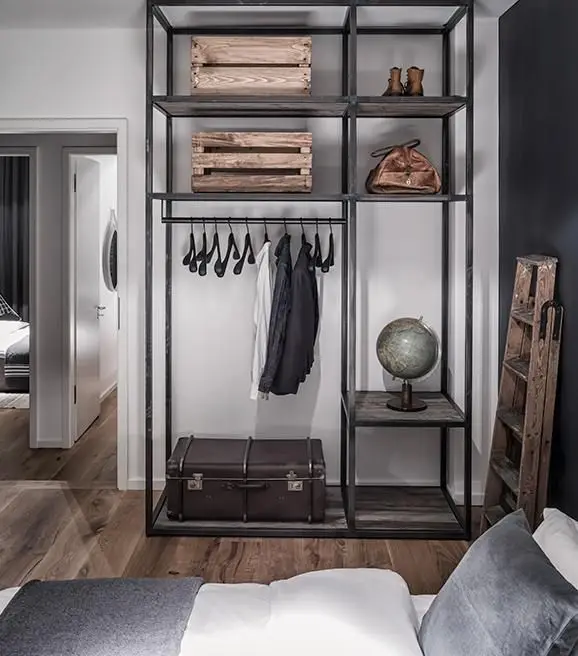 grey open clothes organiser