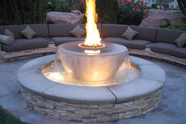 modern water and fire Pit