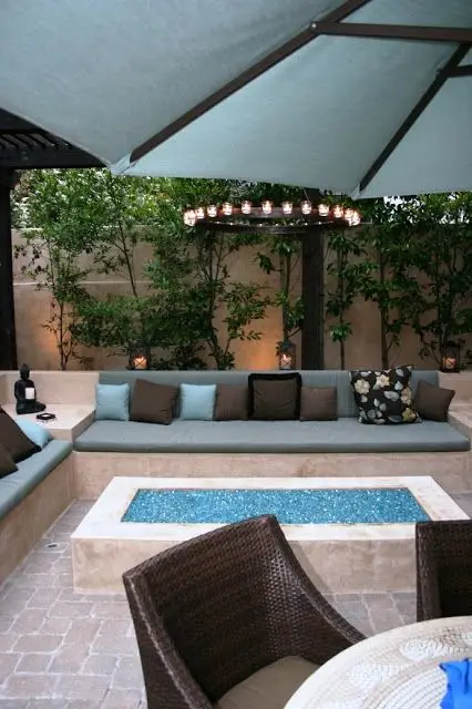 modern blue glass Fire Pit
