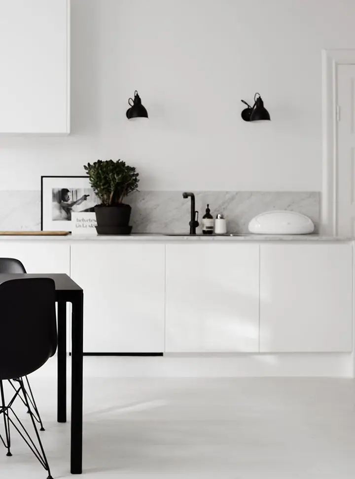 black and white minimalist kitchen