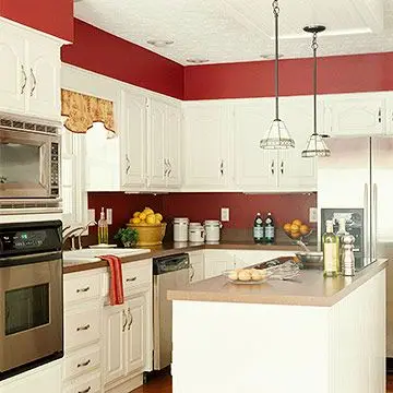 red and white kitchen
