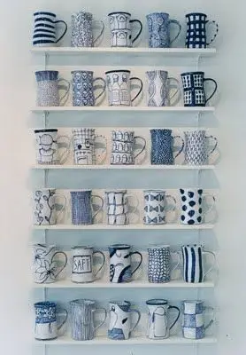 blue and white mugs collection