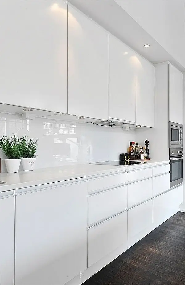 sleek and modern white kitchen
