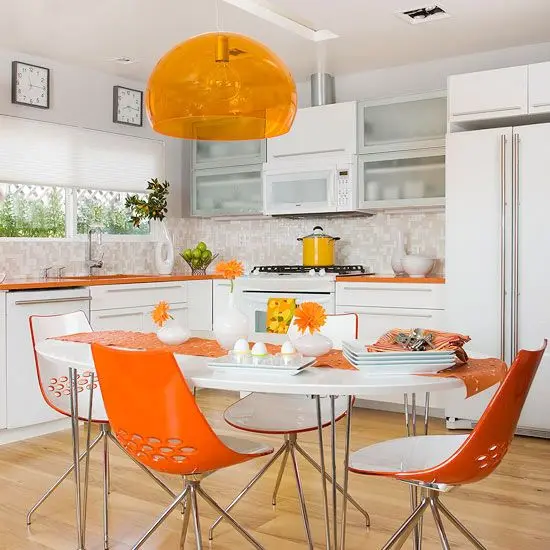 vibrant orange kitchen design