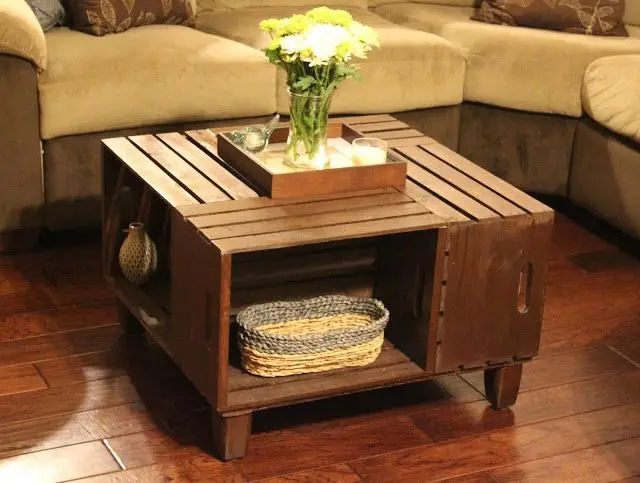 repurposed crate box centre table