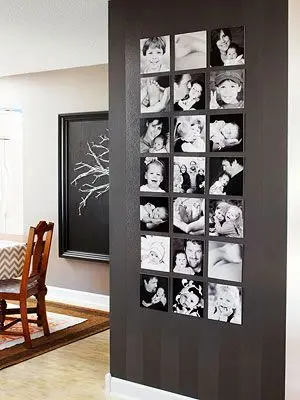 black and white wall photo gallery