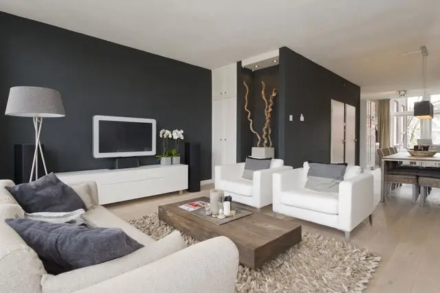 white and grey modern living room