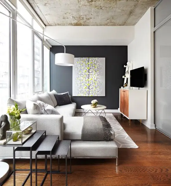 space efficient modern living room