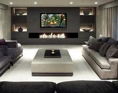 modern symmetrical living room