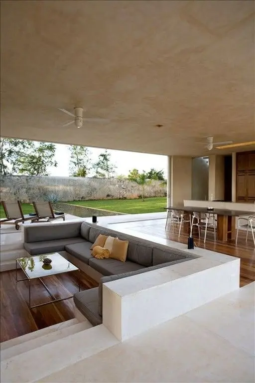 contemporary sunken living room