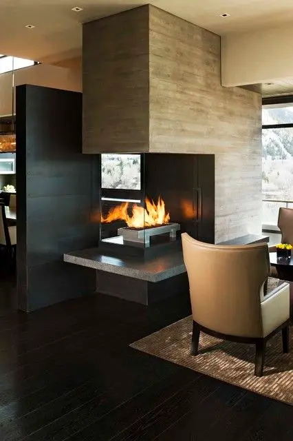 double sided glass fireplace