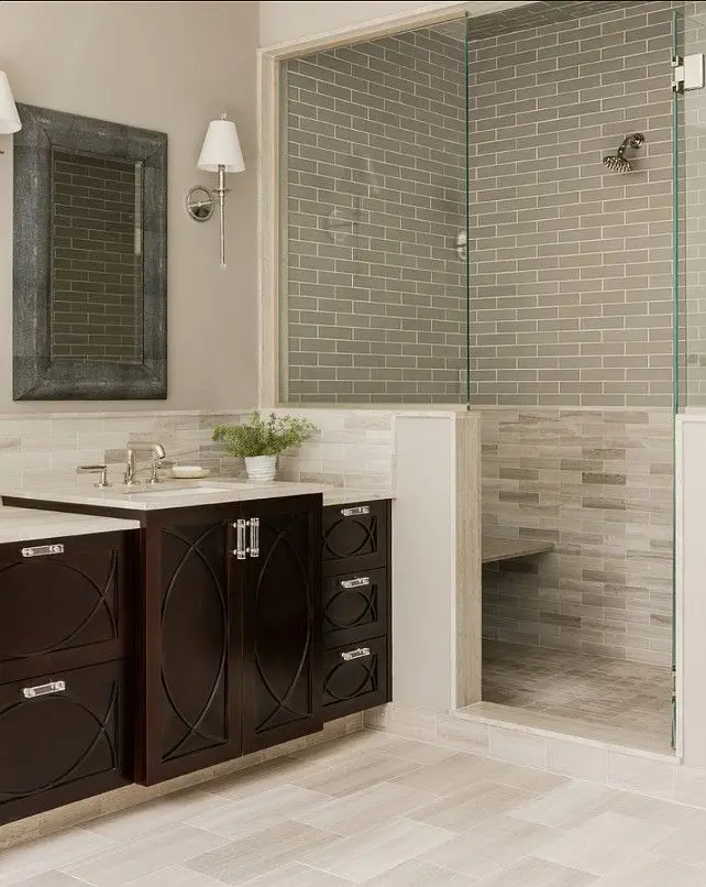 modern bathroom with subway tiles