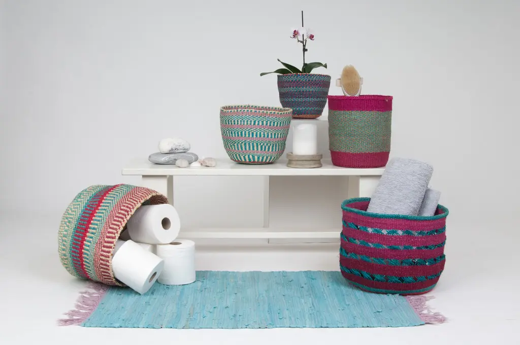 colourful sisal bathroom organisers