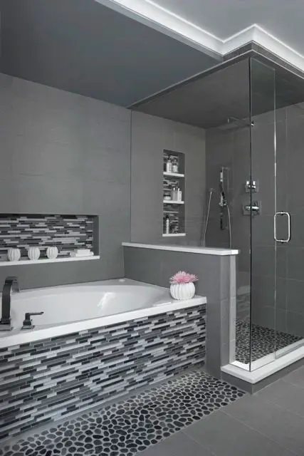 stone and glass minimalist bathroom