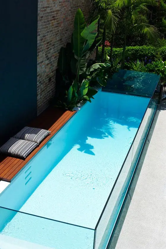 narrow glass pool