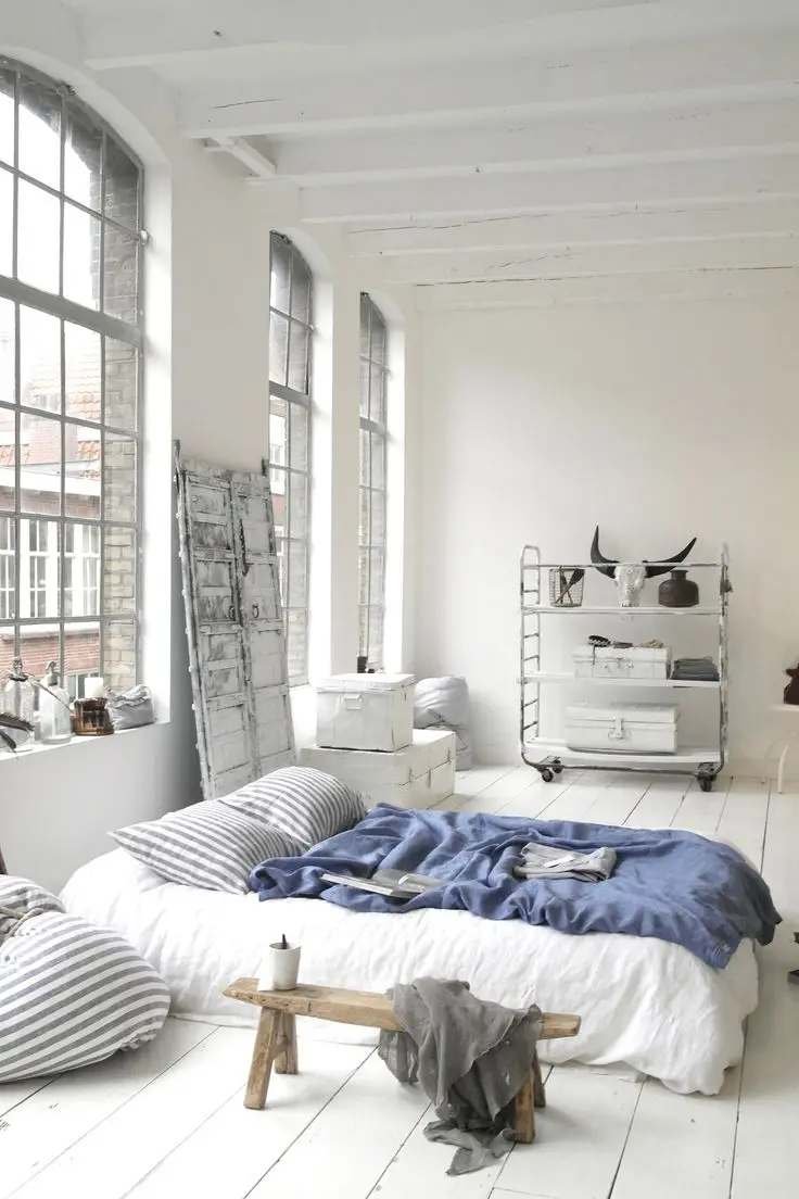 white urban bedroom
