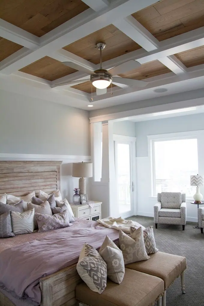 bedroom with coffered ceiling