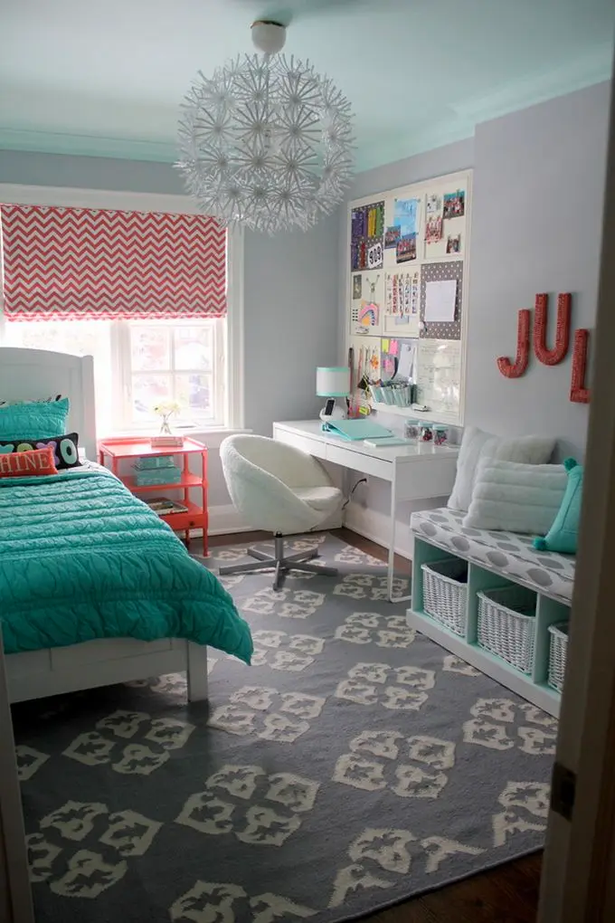orange and green teenage bedroom