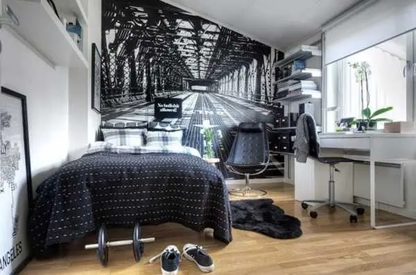 black and white modern bedroom