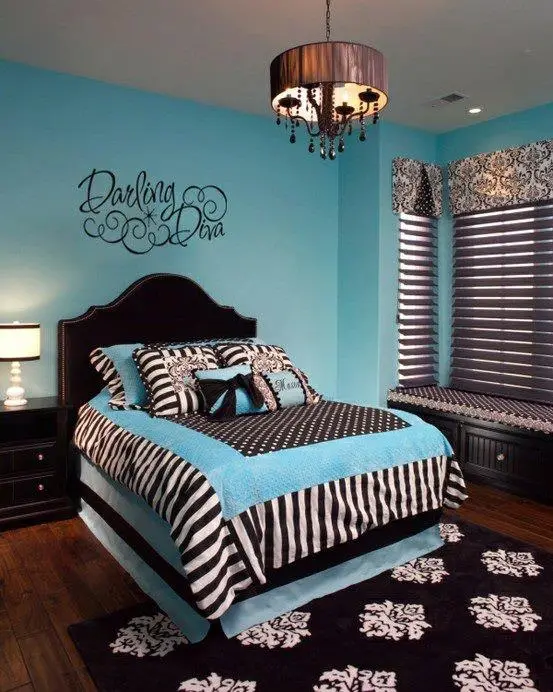 black and blue Goth girl's bedroom