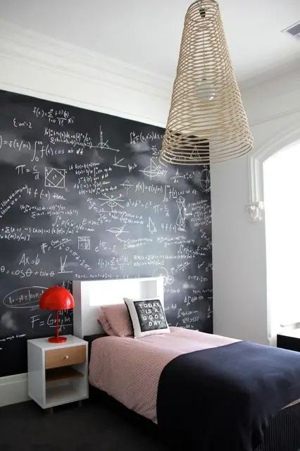 chalkboard wall in teen's bedroom