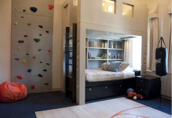 sports themed teen's bedroom