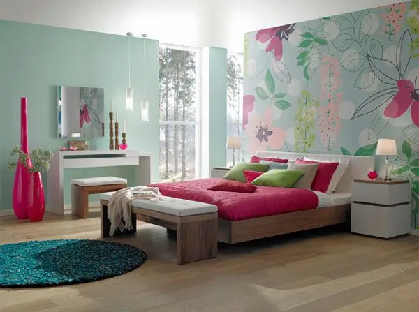 pink and green pastel bedroom