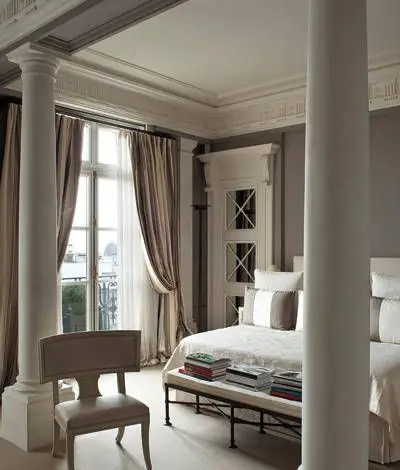 bedroom with concrete pillars