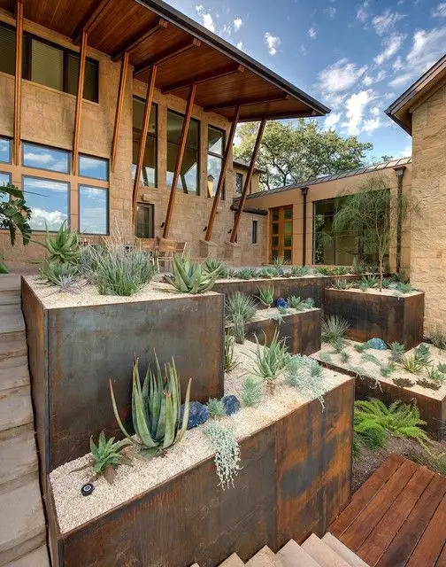 contemporary terraced gardening