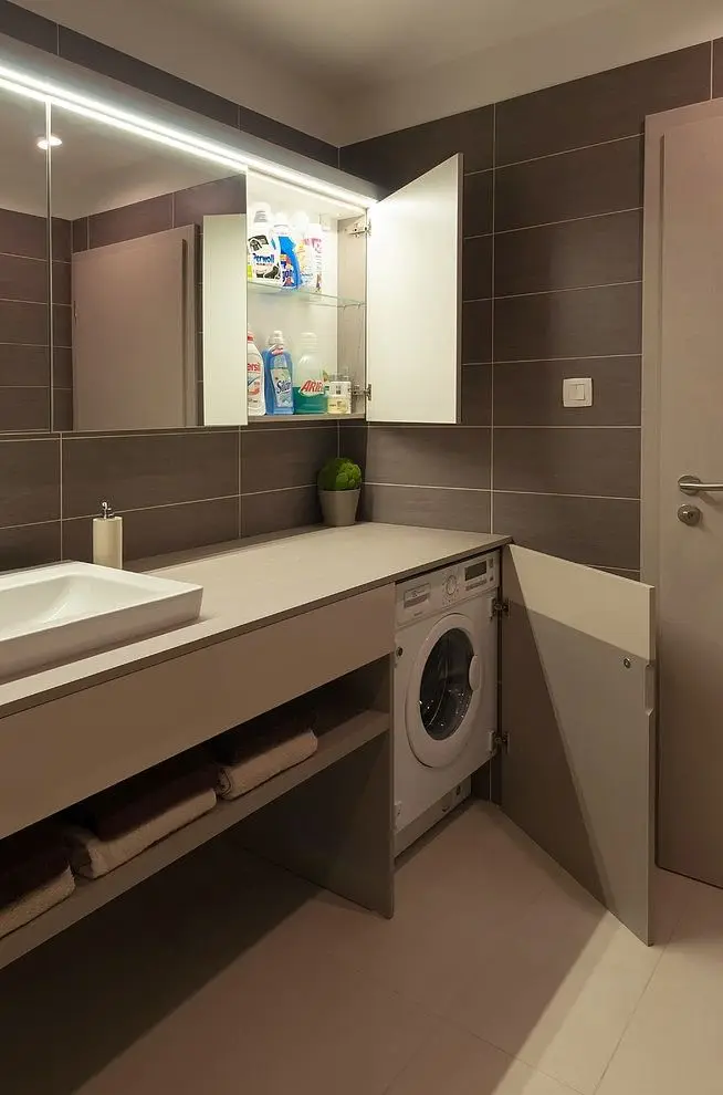 hideaway bathroom laundry