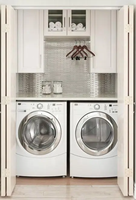 modern laundry in a closet