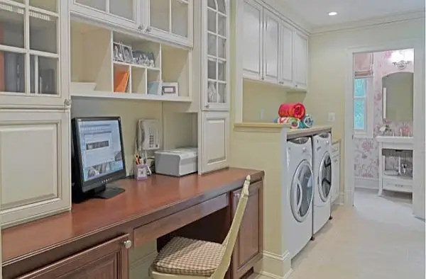 laundry in the kitchen hallway