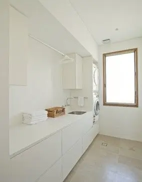 modern white laundry room