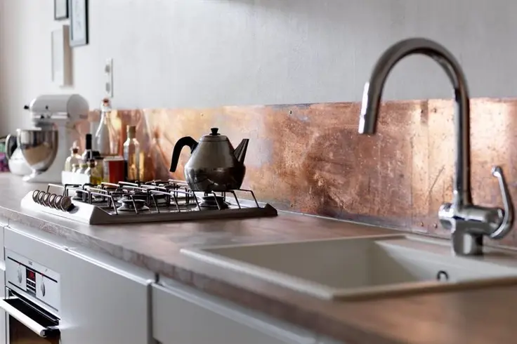 copper kitchen splashback
