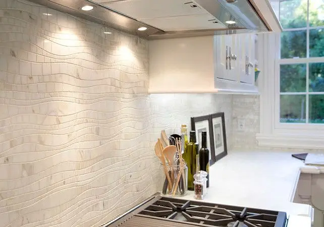 calacatta marble mosaic splashback