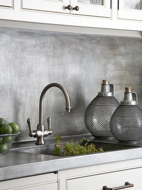 brushed metallic splashback