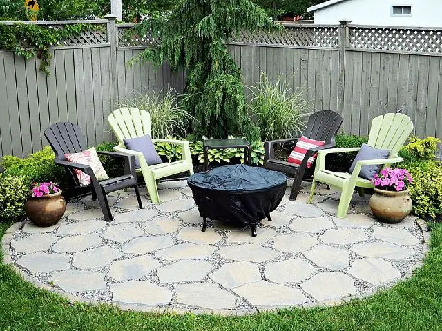 round patio and firepit