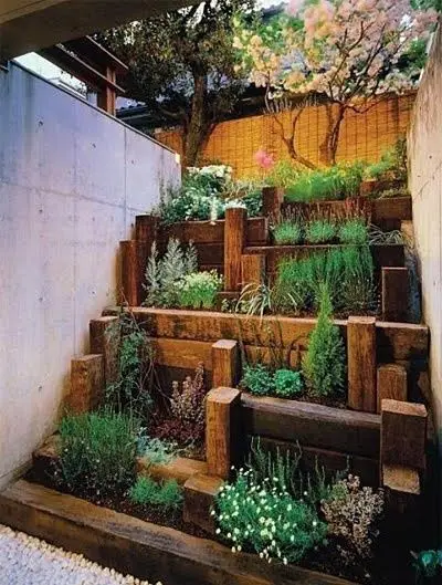 terraced pocket garden