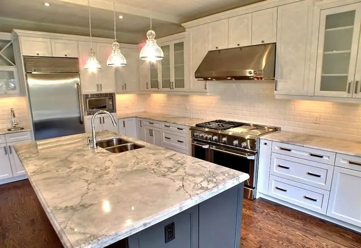 white granite kitchen countertops