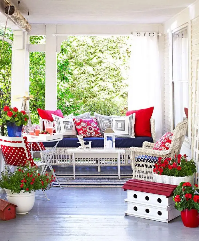 colourful verandah with curtains