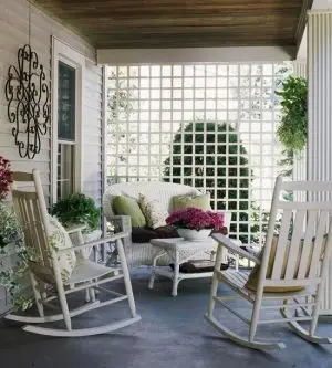 cosy verandah with white trellis