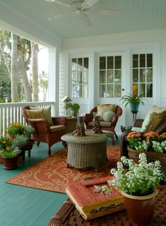 lovely verandah with wicker furniture
