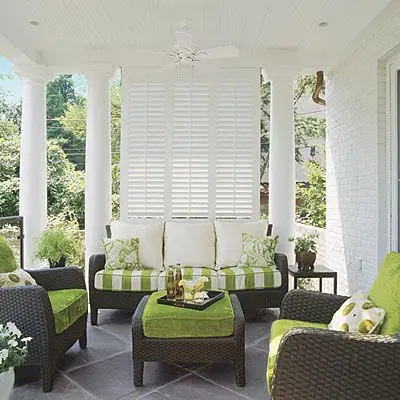 classy verandah with louvered shutter screen