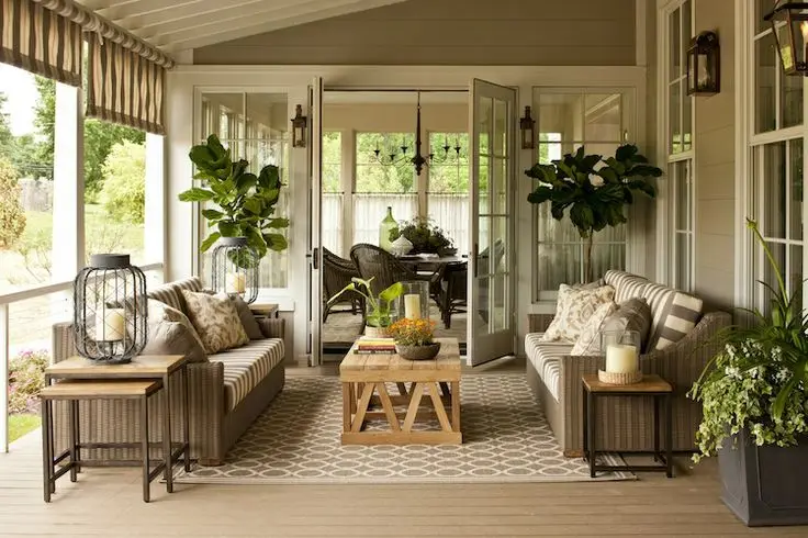 Modern Neutrals front verandah: Mocha and cream let the greenery carry the colour. It won't date, which matters on the one