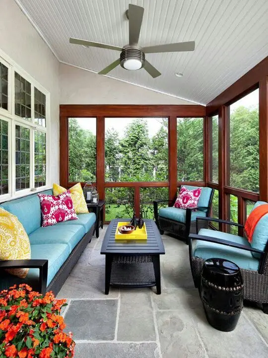 glass panelled verandah with stone floors