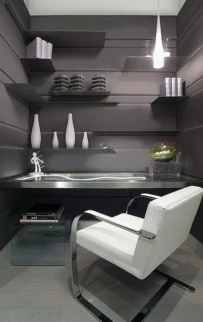 glass and chrome home office