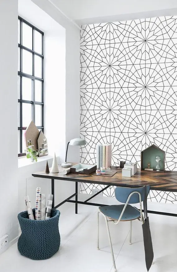 geometric ceramic tile wall