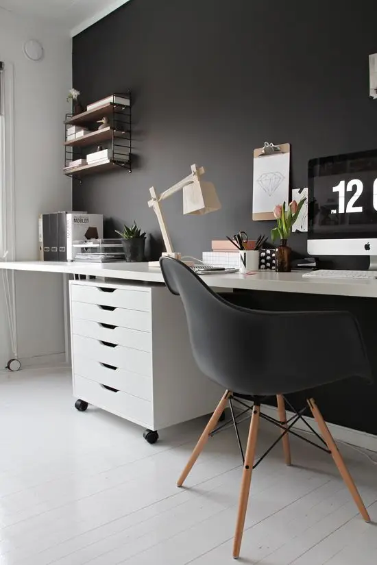 contemporary black and white home office